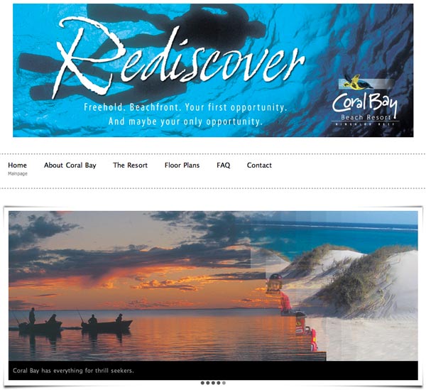 Coral Bay Beach Resort website