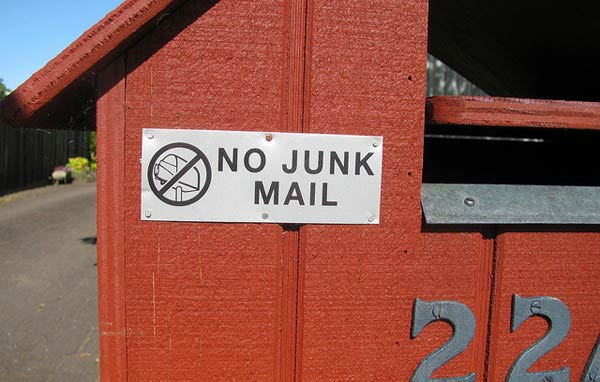 Letterbox with no junk mail sign