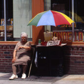 A woman selling lemonade in the North End of Boston