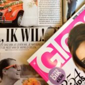 Glossy magazines on a table