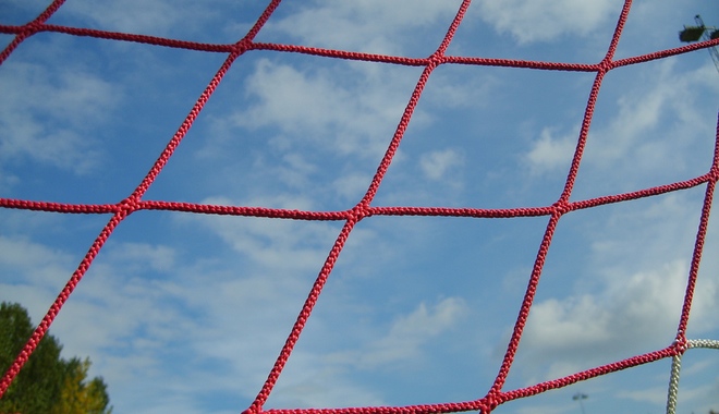 Soccer goal net closeup